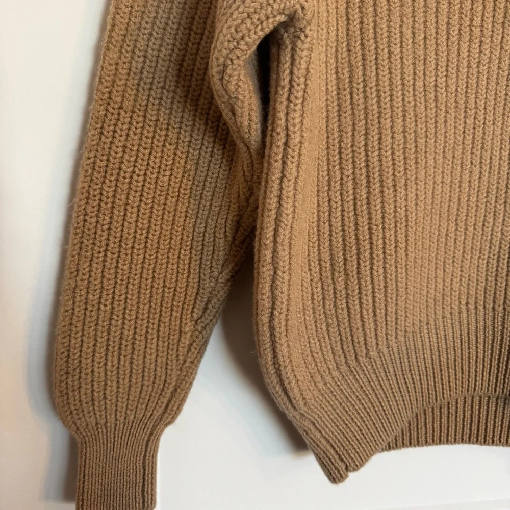 Aritzia Wilfred Montpellier Turtleneck Sweater 100% Merino Wool XS Beige/Caramel - Picture 4 of 11